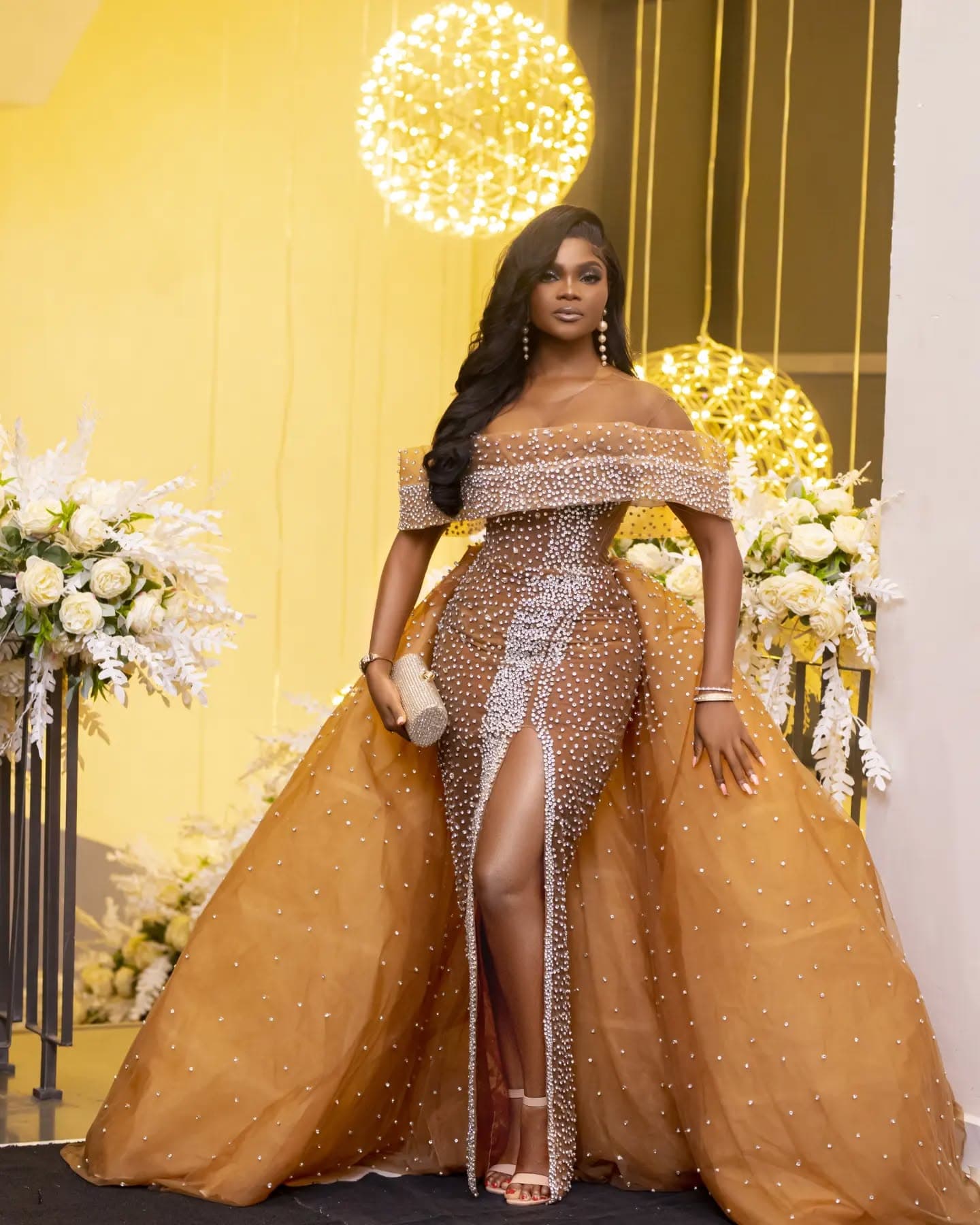 Sapphire Veil Evening Gown — view 1