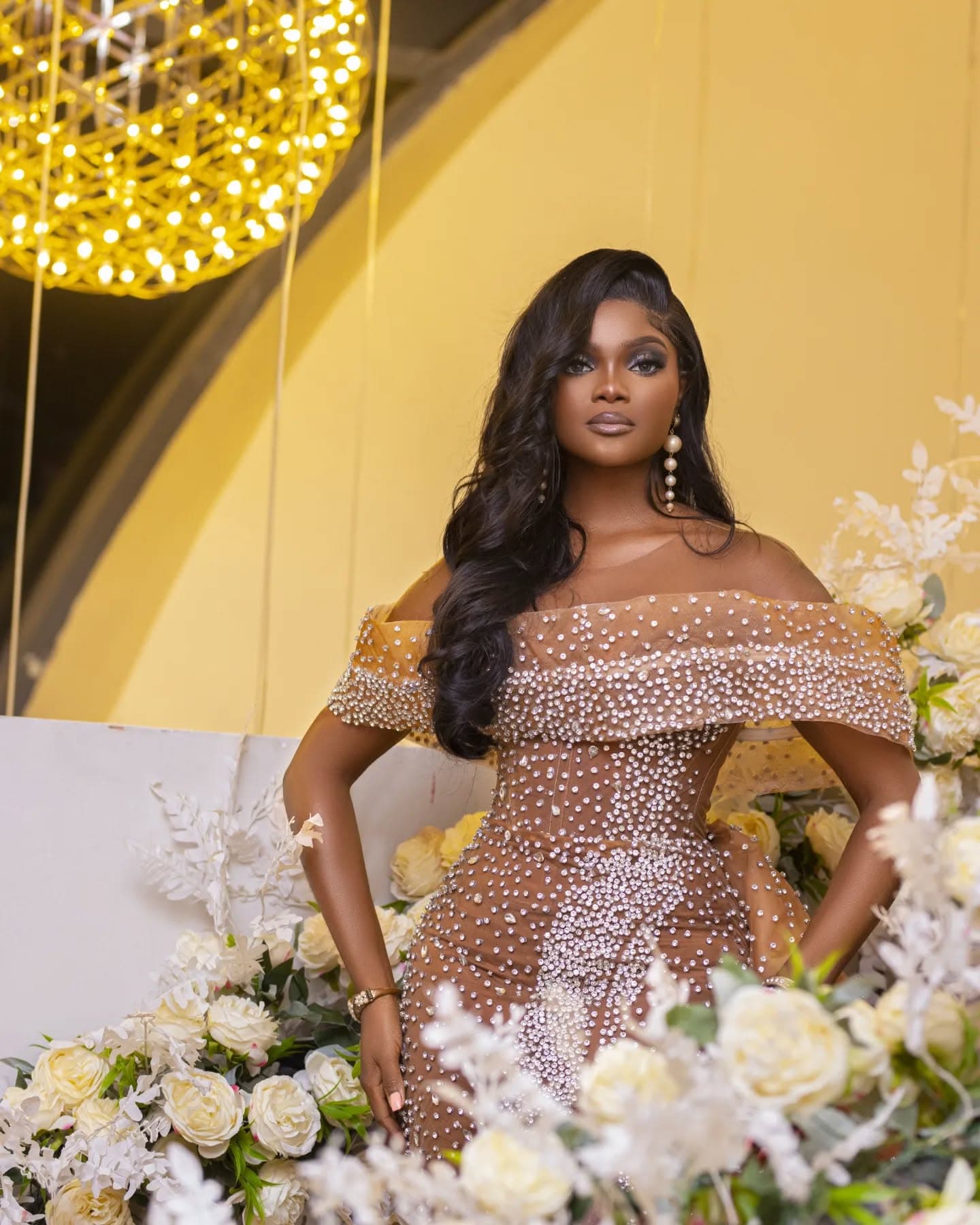 Sapphire Veil Evening Gown — view 3