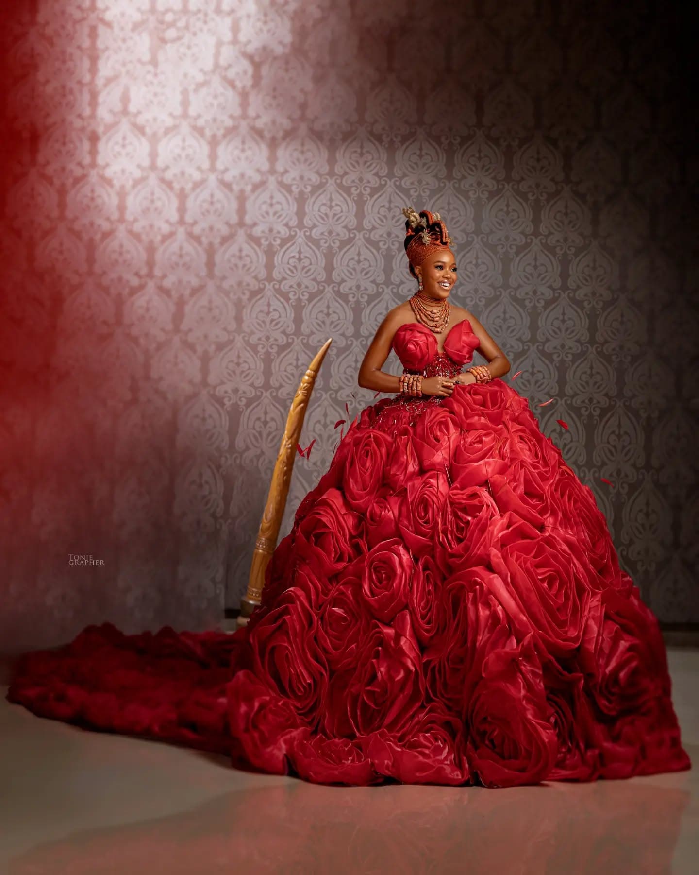 Edo bridal look from the Queen Idia Collection